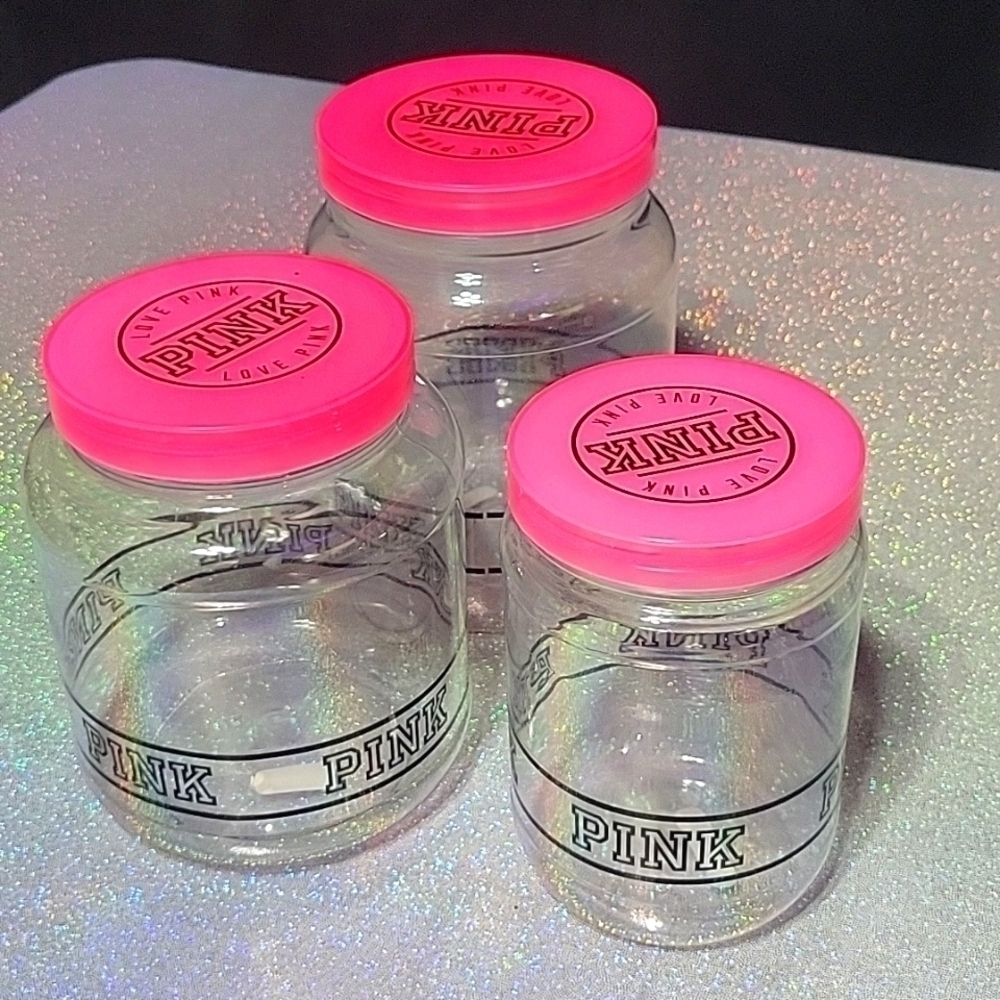 HTF RARE VS Vintage Pink Plastic Jars Organizers Diplay Prop